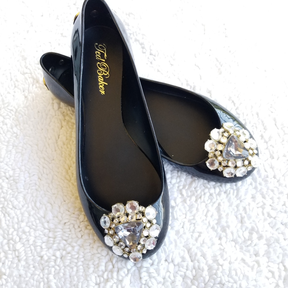 Ted Baker Black Flats with Embellishments